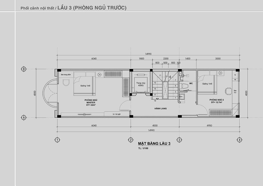 Mẫu Nhà Phố 1 Trệt 3 Lầu Sân Thượng 4x18m Đẹp, Tối Ưu 2026 7 Mặt bằng lầu 3 nhà phố 4 tầng