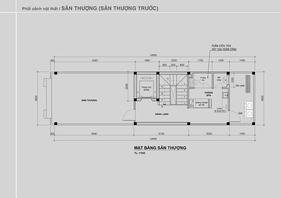 Mẫu Nhà Phố 1 Trệt 3 Lầu Sân Thượng 4x18m Đẹp, Tối Ưu 2026 8 Mặt bằng sân thượng nhà phố 4 tầng