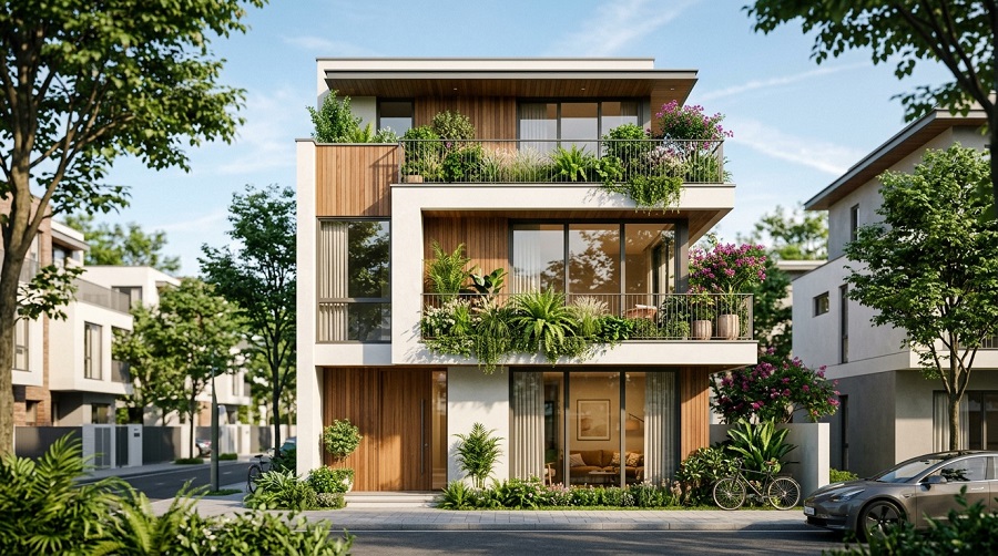 Xu hướng thiết kế mặt tiền nhà phố 3 tầng được ưa chuộng