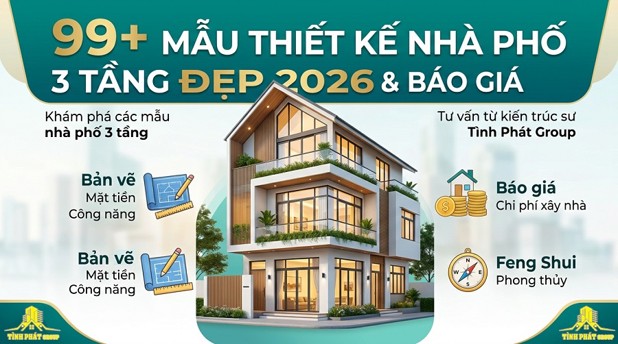 99+ Mẫu thiết kế nhà phố 3 tầng đẹp xu hướng 2026 8 Mẫu nhà phố 3 tầng đẹp 2026