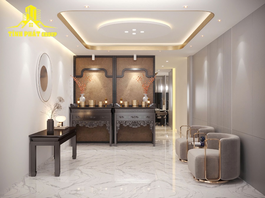 Nội thất phòng thờ nhà phố ấm cúng
