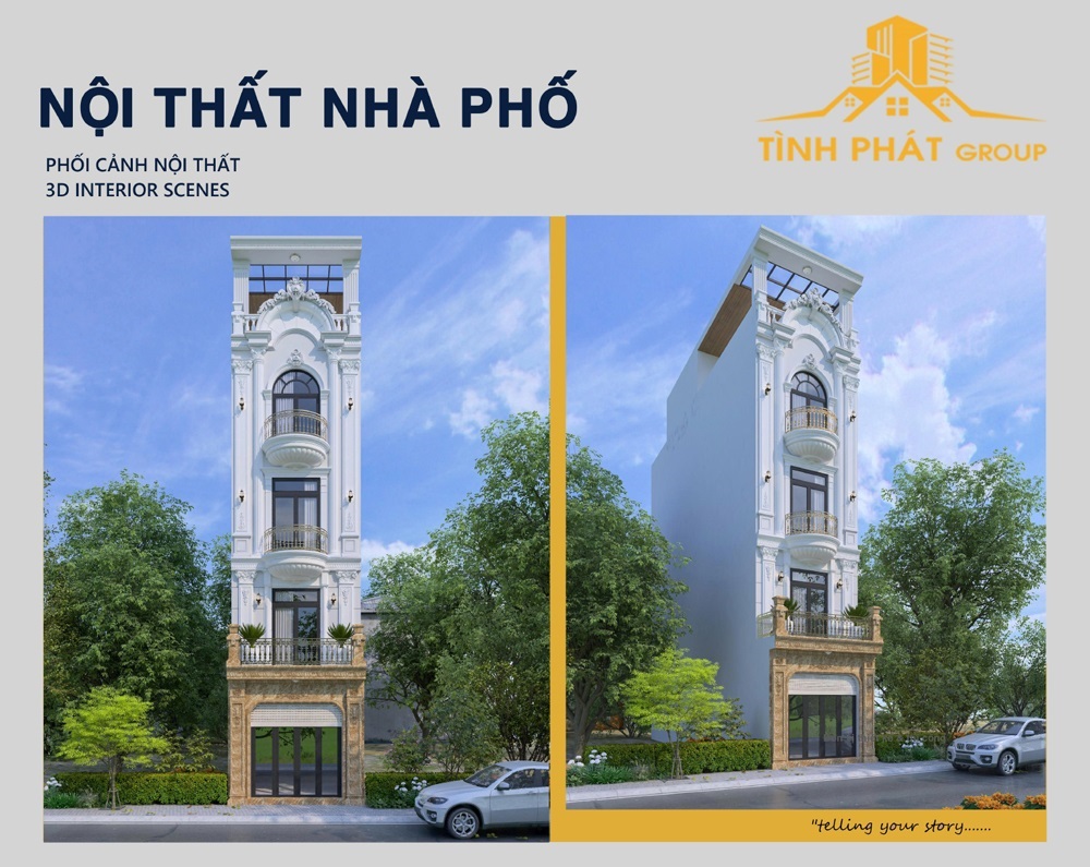 Phối cảnh 3d nhà phó 1 trệt 3 lầu