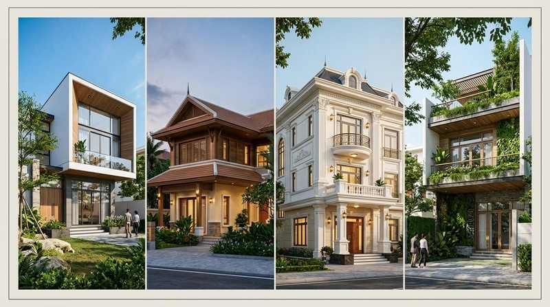 Thiết Kế Nhà 1 Trệt 2 Lầu Đẹp, Tối Ưu Cho 4-5 Người 4 Tổng Hợp Các Mẫu Nhà 1 Trệt 2 Lầu Đẹp Do Tình Phát Thực Hiện