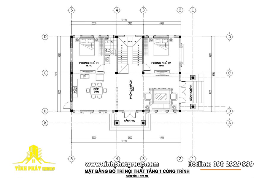 Mẫu Biệt Thự 2 Tầng Tân Cổ Điển Mái Nhật 9x13m 5 Phòng Ngủ 2 Mặt bằng tầng 1 Mẫu Biệt Thự 2 Tầng Tân Cổ Điển Mái Nhật 9x13m 5 Phòng Ngủ
